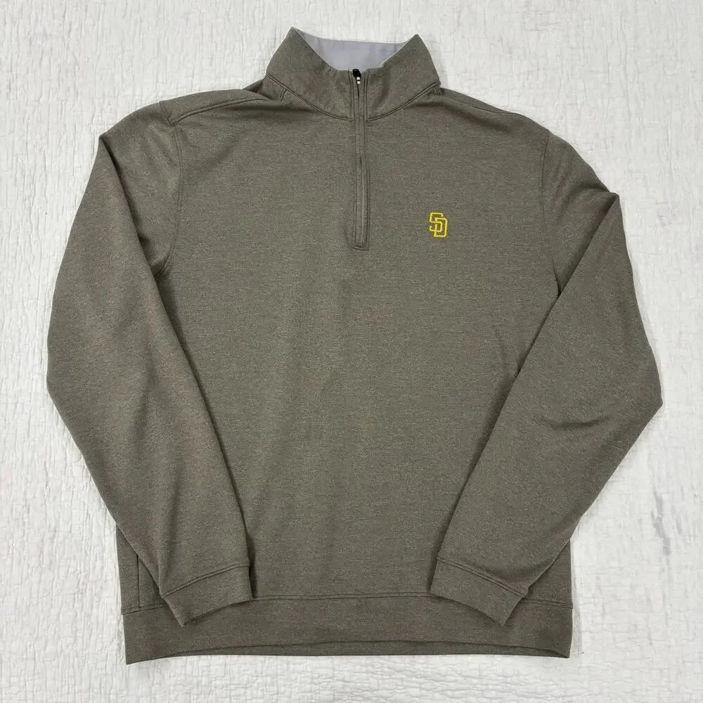 Johnnie-O Gray Mens Size Small San Diego Padres Quarter-Zip Pullover Jacket